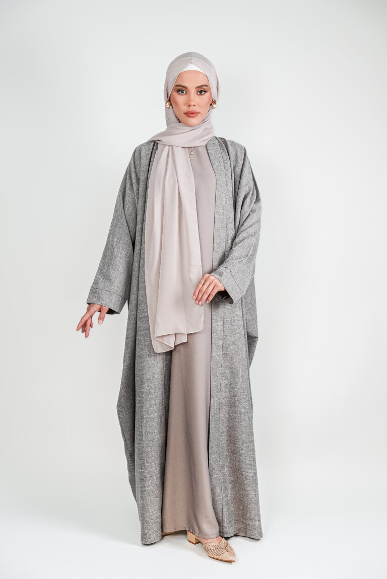 Linen Abaya Set in beige 1 (1)